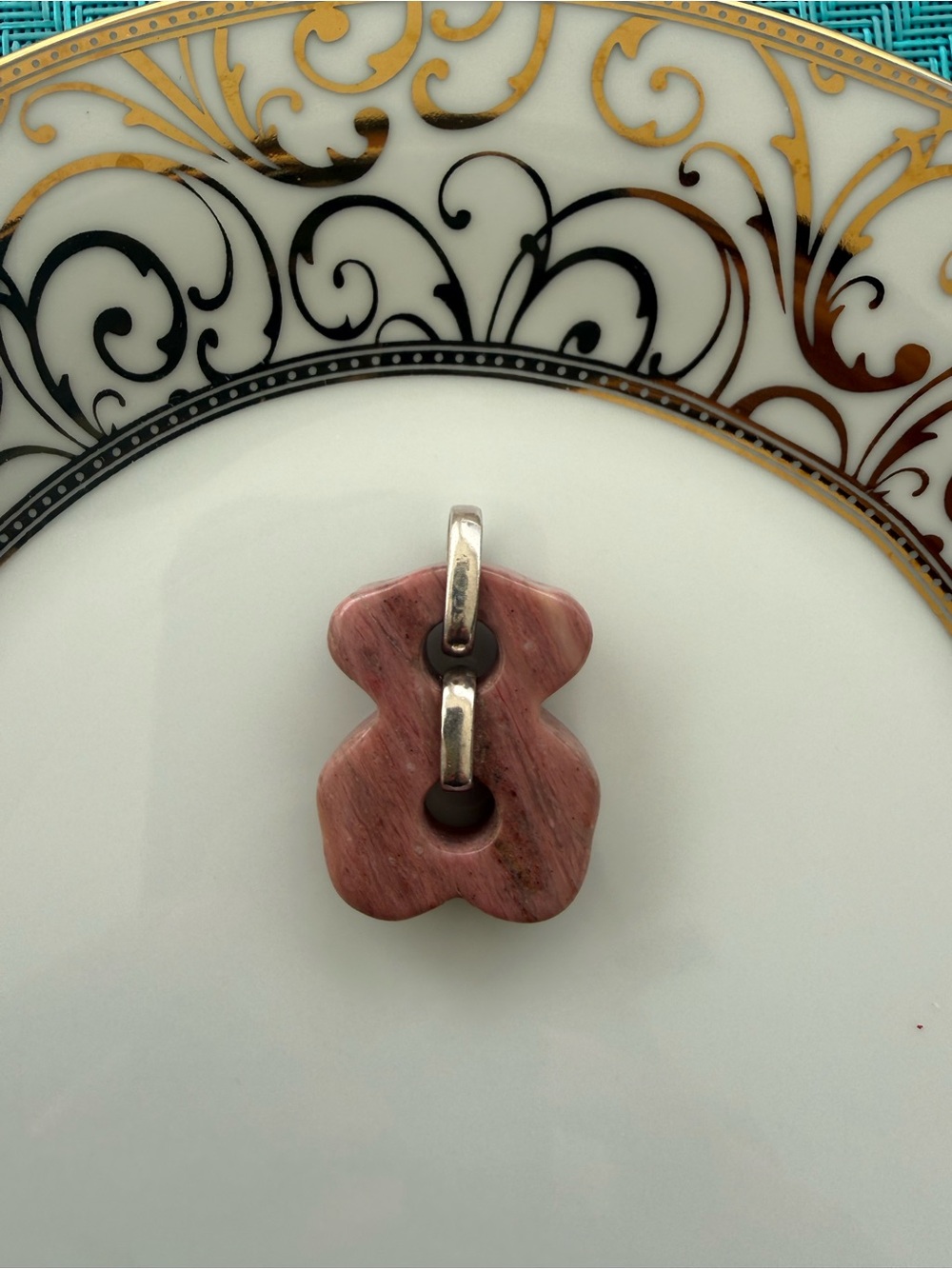 Vintage TOUS Red Rhodonite sterling silver Retired CRUISE Collection pendant